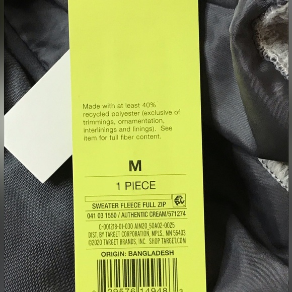 *NEW* All In Motion fleece-lined sweater jacket - Picture 4 of 12